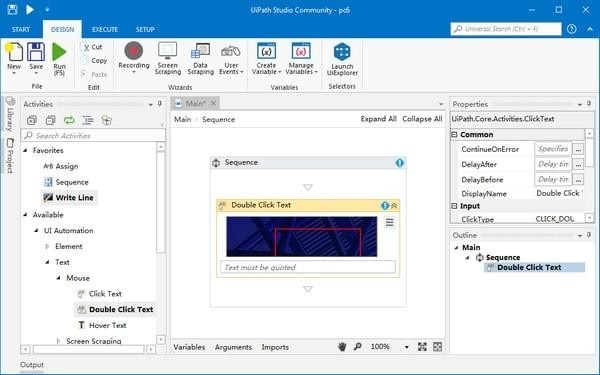 Screenshot of UiPath Studio