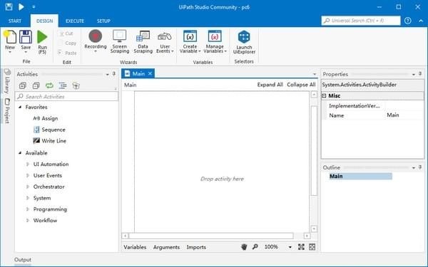 Screenshot of UiPath Studio