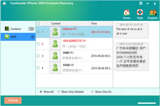 Coolmuster iPhone SMS+Contacts Recovery screenshots