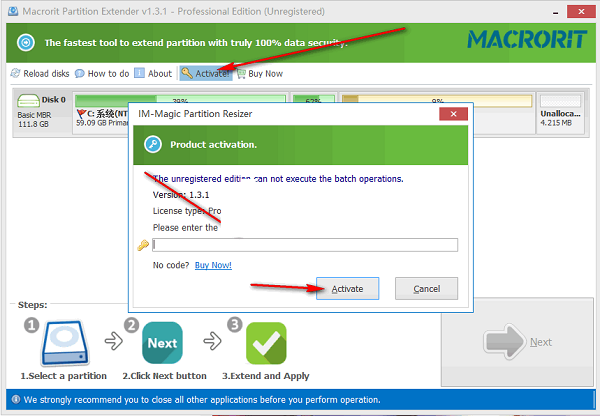 Macrorit Partition Extender screenshot