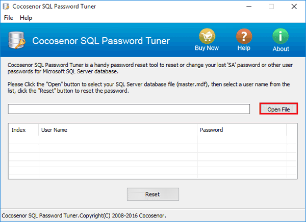 Screenshot of Cocosenor SQL Password Tuner