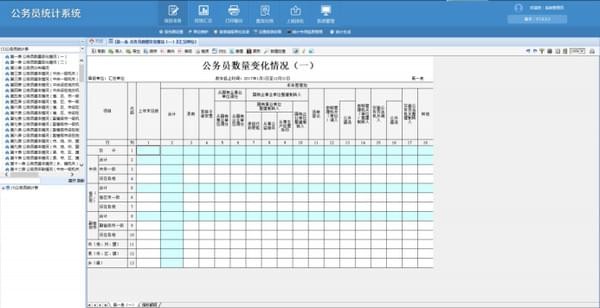 Screenshot of the National Civil Service Statistics System