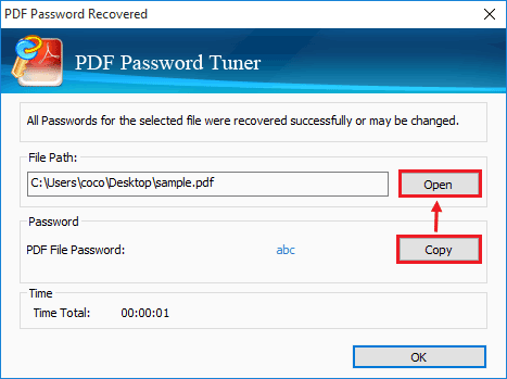 Screenshot of Cocosenor PDF Password Tuner