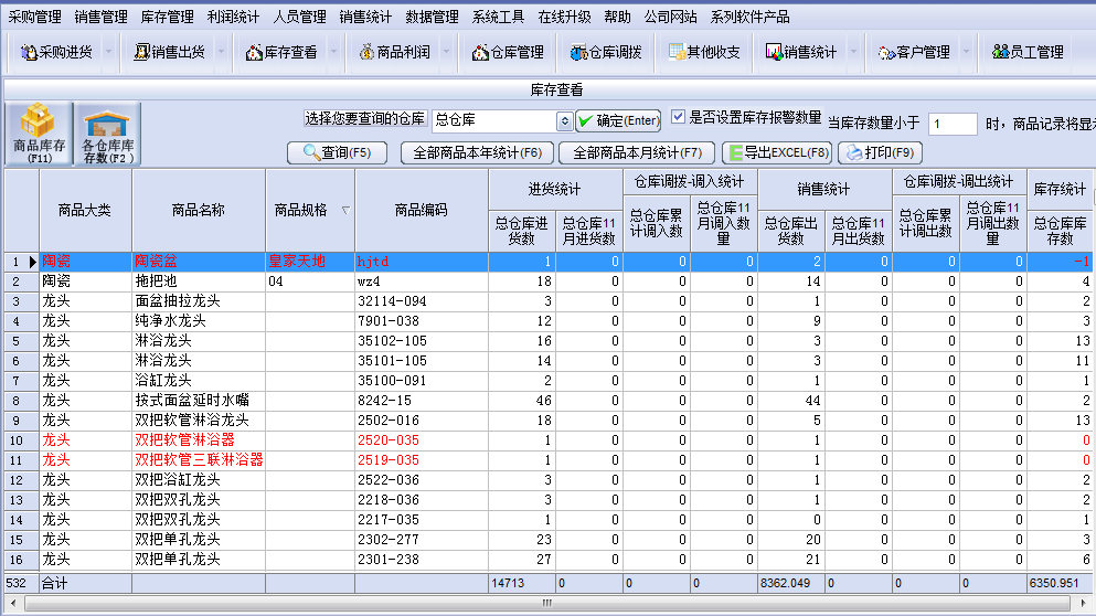 Screenshot of universal warehouse management software