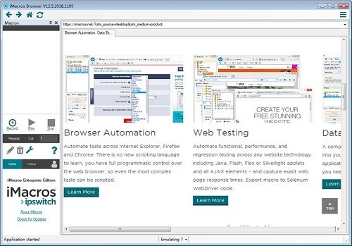 Screenshot of iMacros Enterprise Edition