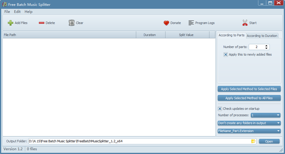 Screenshot of Free Batch Music Splitter
