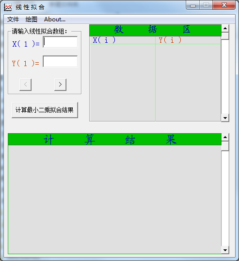 Screenshot of least squares data processing software