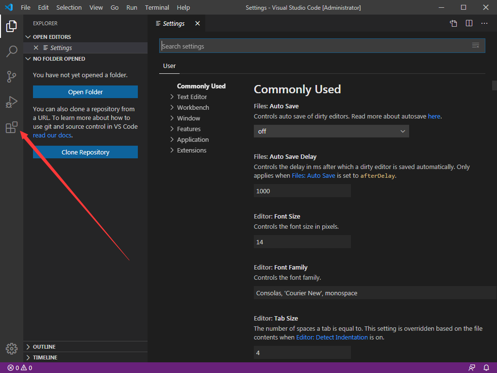 Screenshot of VS editor Visual Studio Code