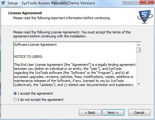 SysTools Access recovery screenshot
