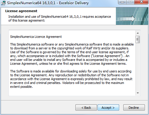 Screenshot of data analysis software (SimplexNumerica)