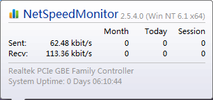 Screenshot of NetSpeedMonitor 64-bit version