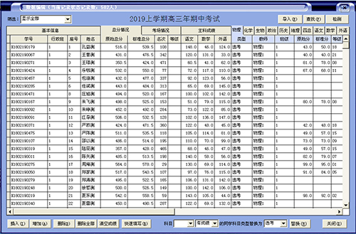 Screenshot of new course selection and class performance analysis and examination management system