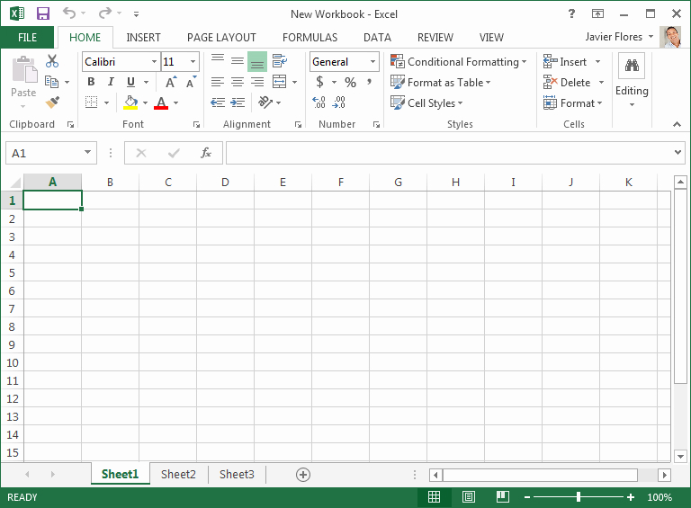 Excel 2013 screenshot