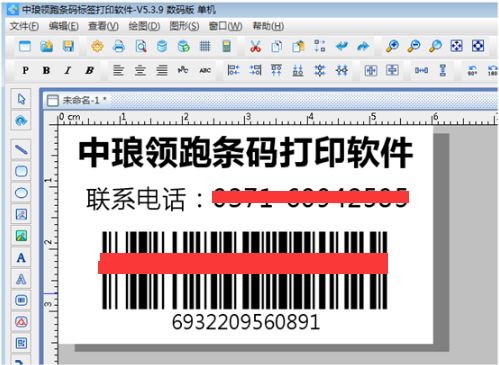 Screenshot of the simplified Chinese version of Zhonglang barcode label printing software