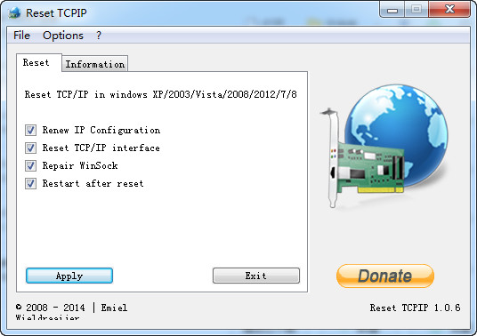 TCP/IP reset tool (Reset TCP/IP)