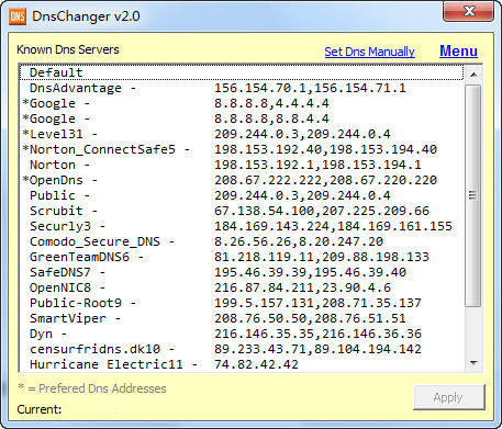 Dns modification tool (DnsChanger)