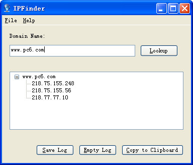 Domain name IP query tool (IPFinder)