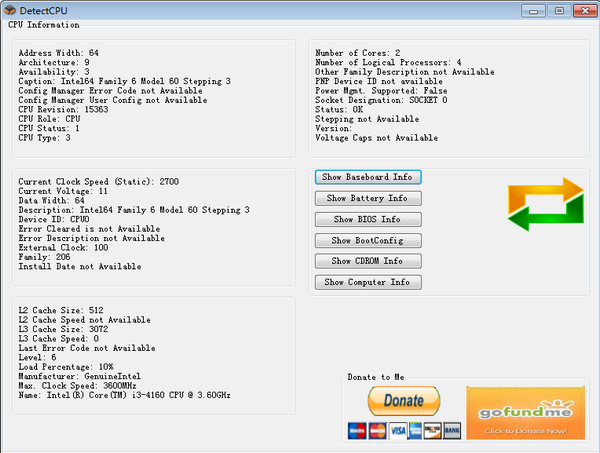 CPU information query tool (DetectCPU)