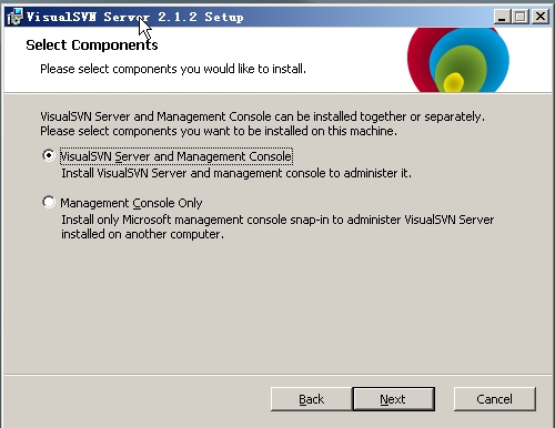 Screenshot of VisualSVN Server (integrated SVN server tool)