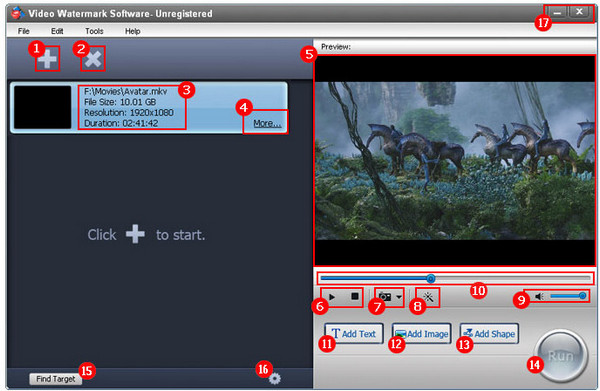 Screenshot of video watermarking software (Video Watermark Pro)