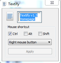 Textify (text copy tool) screenshot