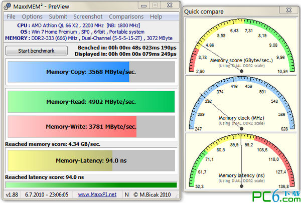 Memory test software (MaxxMem2)