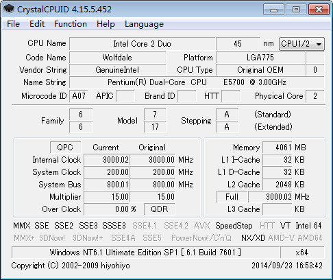 CrystalCPUID (CPU/processor information detection and overclocking tool)