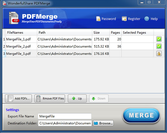 Wonderfulshare PDF Merge (PDF merger) screenshot