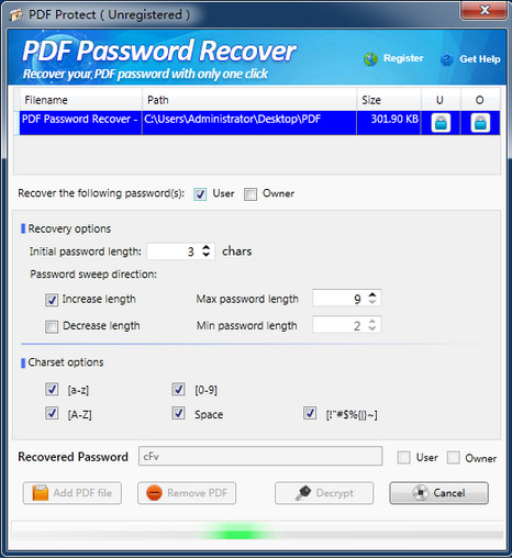 PDF Password Recovery Tool (PDF Password Recover)