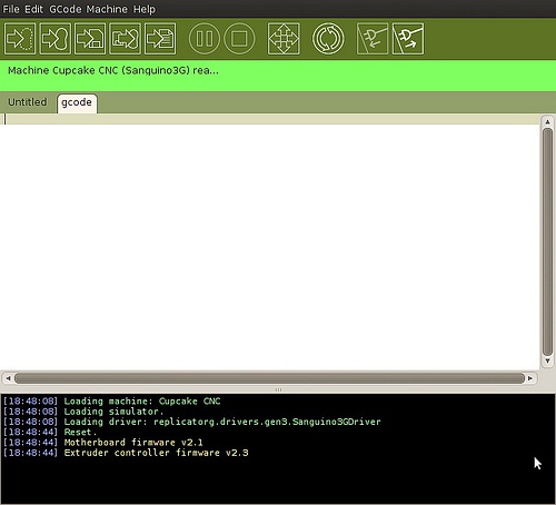 Screenshot of 3D printer control software (ReplicatorG)