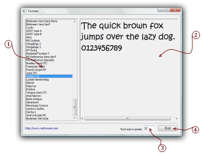 Font viewing software (Fontster)