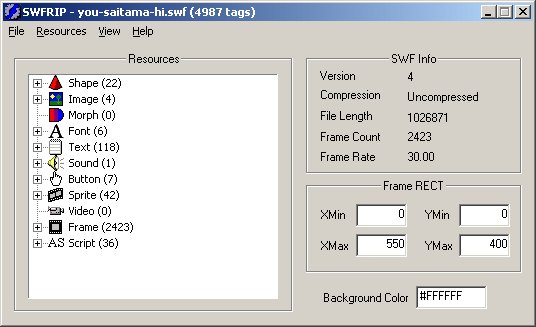 SWF Resource Extraction Tool (SWFRIP)