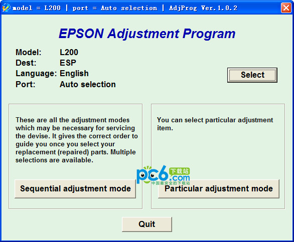 Epson l200 reset software