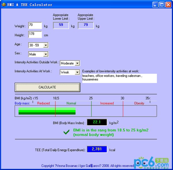 Calorie calculator (BMI & TEE Calculator)