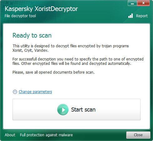 Kaspersky virus removal tool (XoristDecryptor)