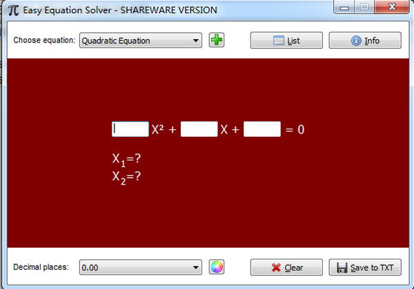 Equation calculation software (Easy Equation Solver)