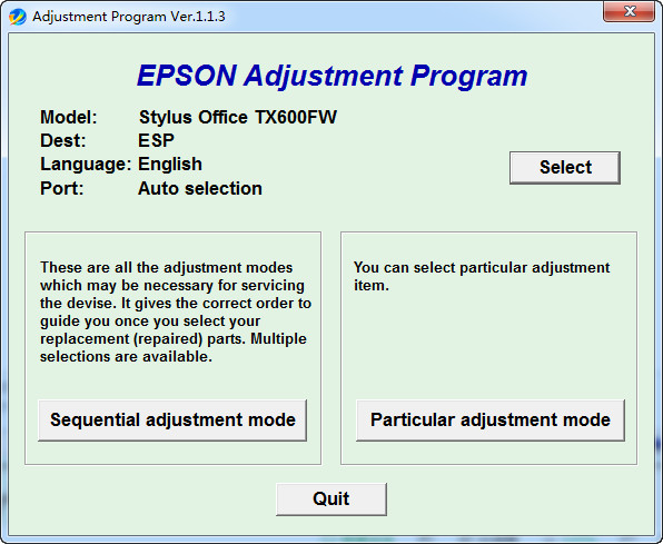 Epson TX600FW dedicated clearing software