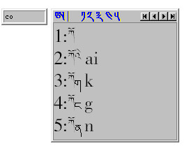 Screenshot of Zangdagangye Tibetan input method