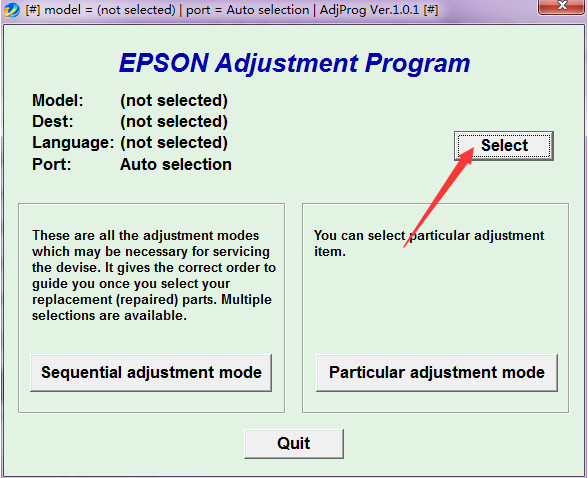 Epson L303 reset software screenshot