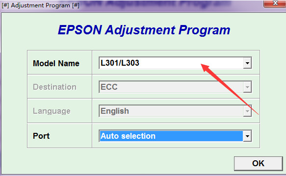 Epson L303 reset software screenshot