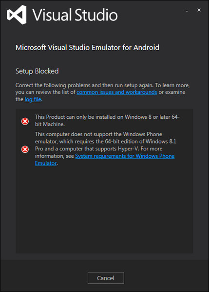 Screenshot of win10 emulator visual studio emulator for android