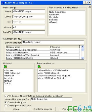 nsis script creation tool (Mihov NSIS Helper)