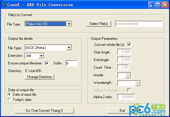 xrd file conversion software (Convx)