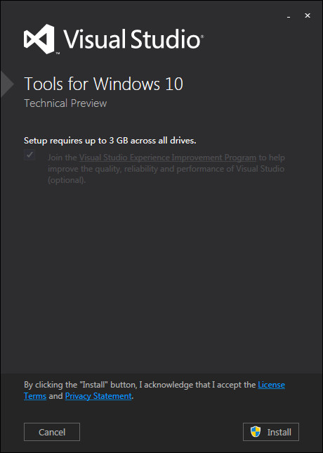 Windows 10 Technical Preview Development Tools