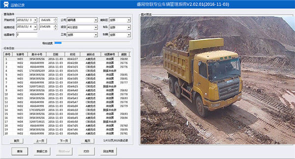 Screenshot of Ruiwang IoT vehicle automatic counting management system