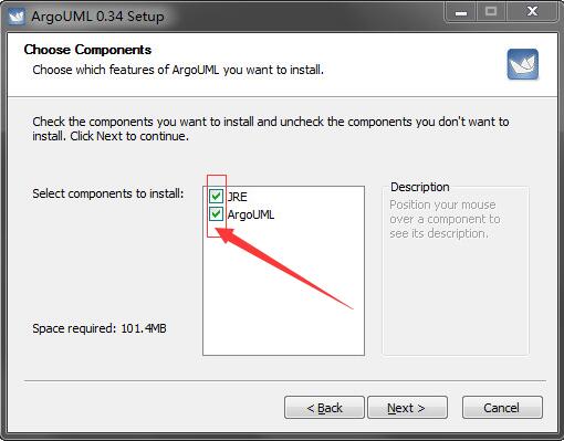 Screenshot of UML modeling software (Argo UML)