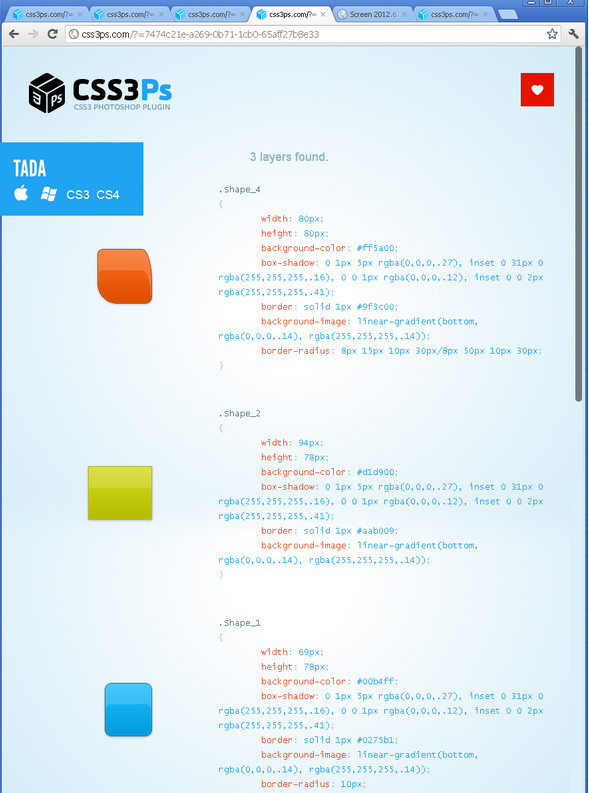 CSS3PS plug-in screenshot