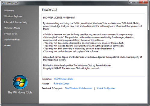 FixWin system repair tool PC version download