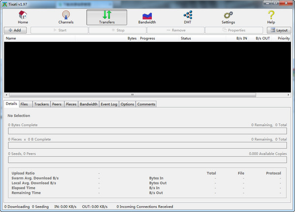 Screenshot of Tixati torrent download tool