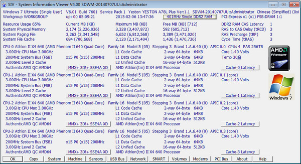 Screenshot of cpu motherboard temperature detection SIV-System